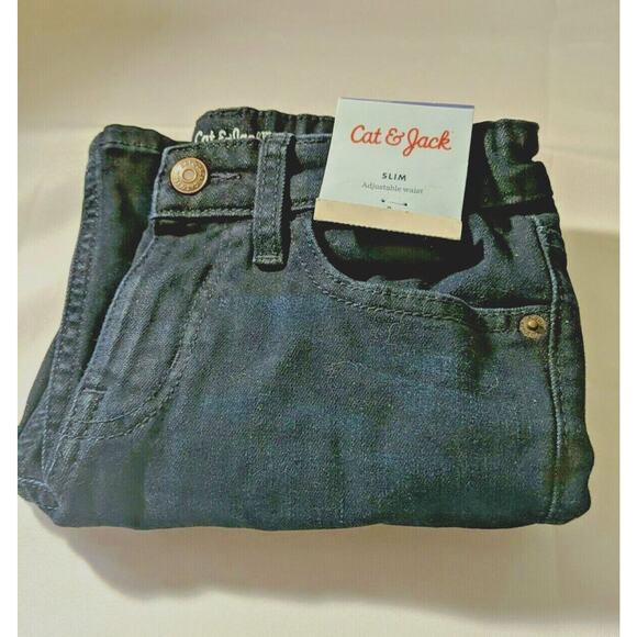 Cat & Jack Slim Girls Super Stretch Deep Dark Blue Jeans Sz 8 Adjustable Waist - Picture 1 of 3